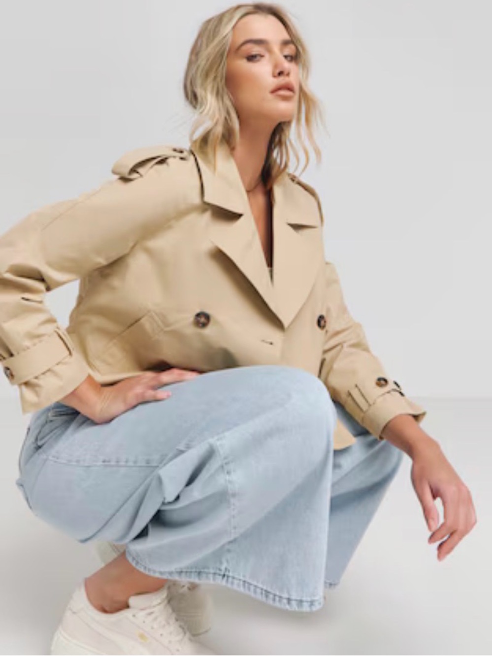 H&M Cropped Trench Coat - Beige - Picture 2 of 14